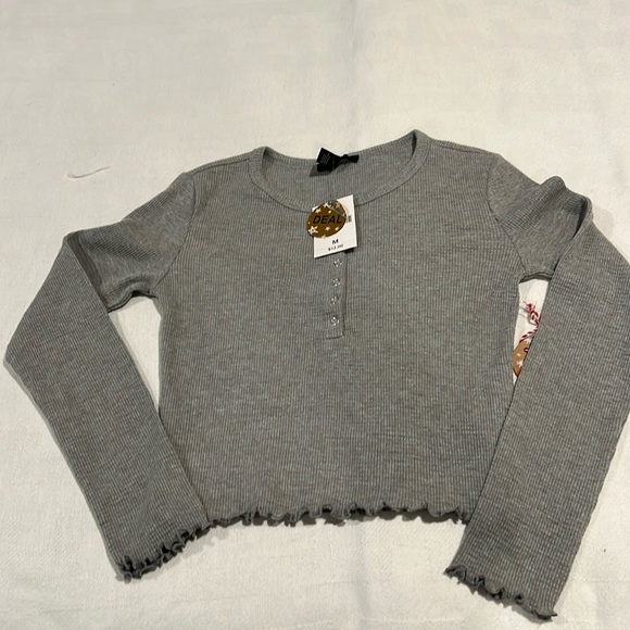 NWT Forever 21 thermal gray crop top - Picture 1 of 3